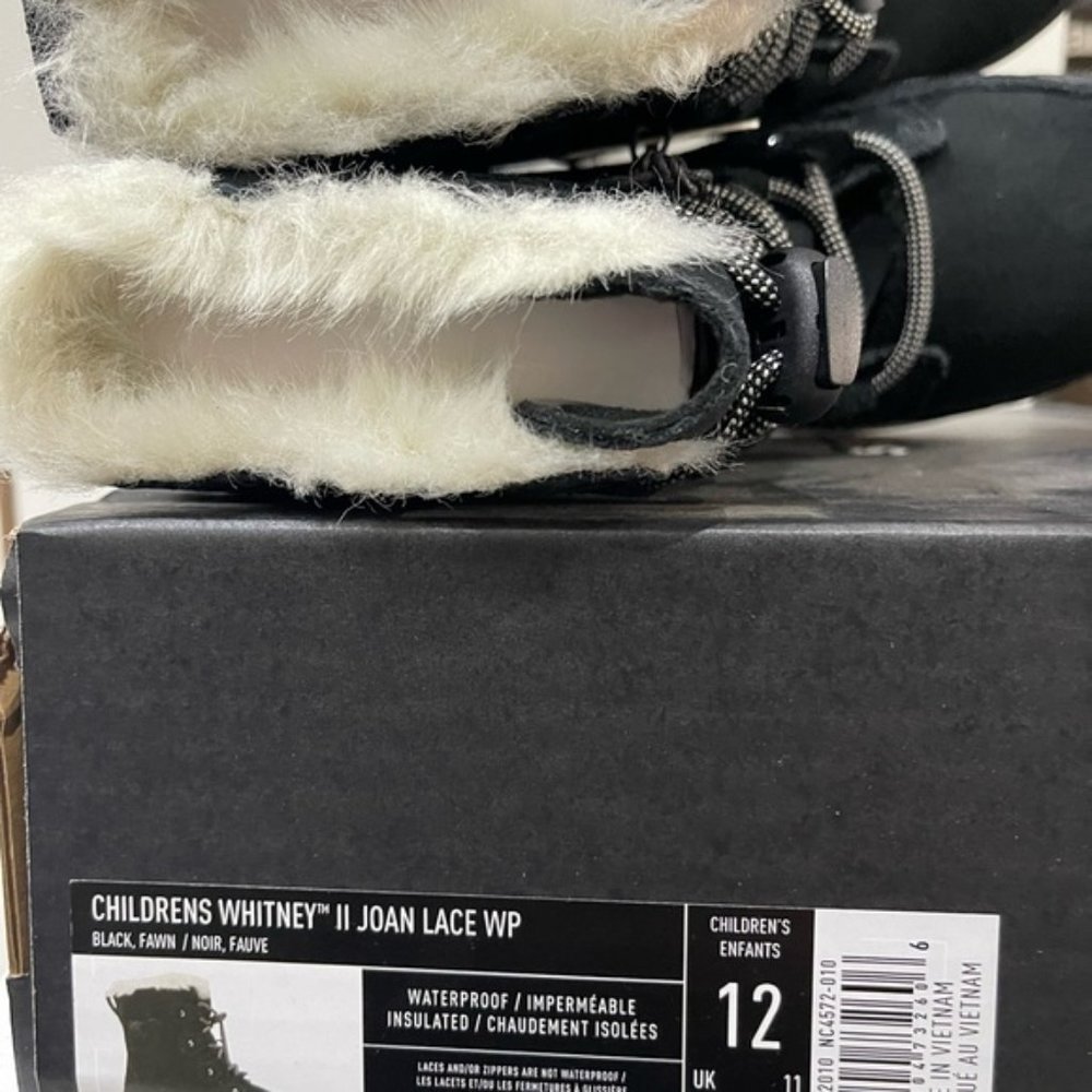 BNWT Sorel Toddler Whitney II Joan winter Lace up Boot size 12 Black - Picture 4 of 9